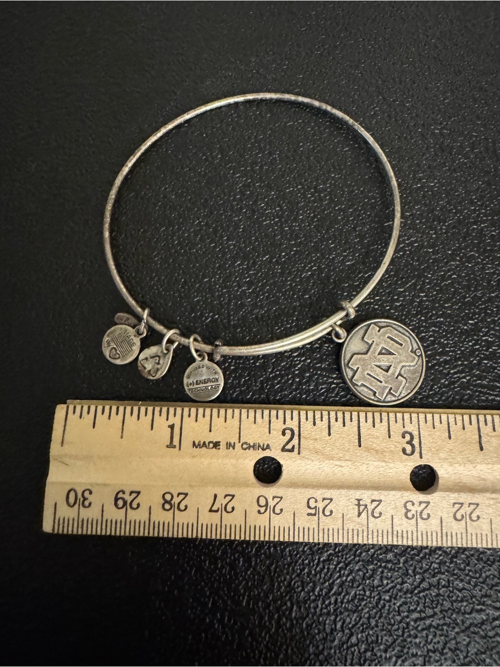 Alex and Ani Silver-Tone Notre Dame Round Logo Charm Bangle